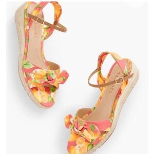 PAMELA BOW CITRUS SATEEN ESPADRILLE WEDGES
